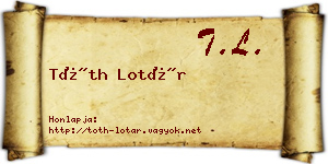 Tóth Lotár névjegykártya